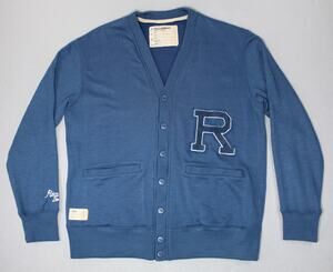 Rocawear Blue Letter Cardigan Sweater Mens Extra Large